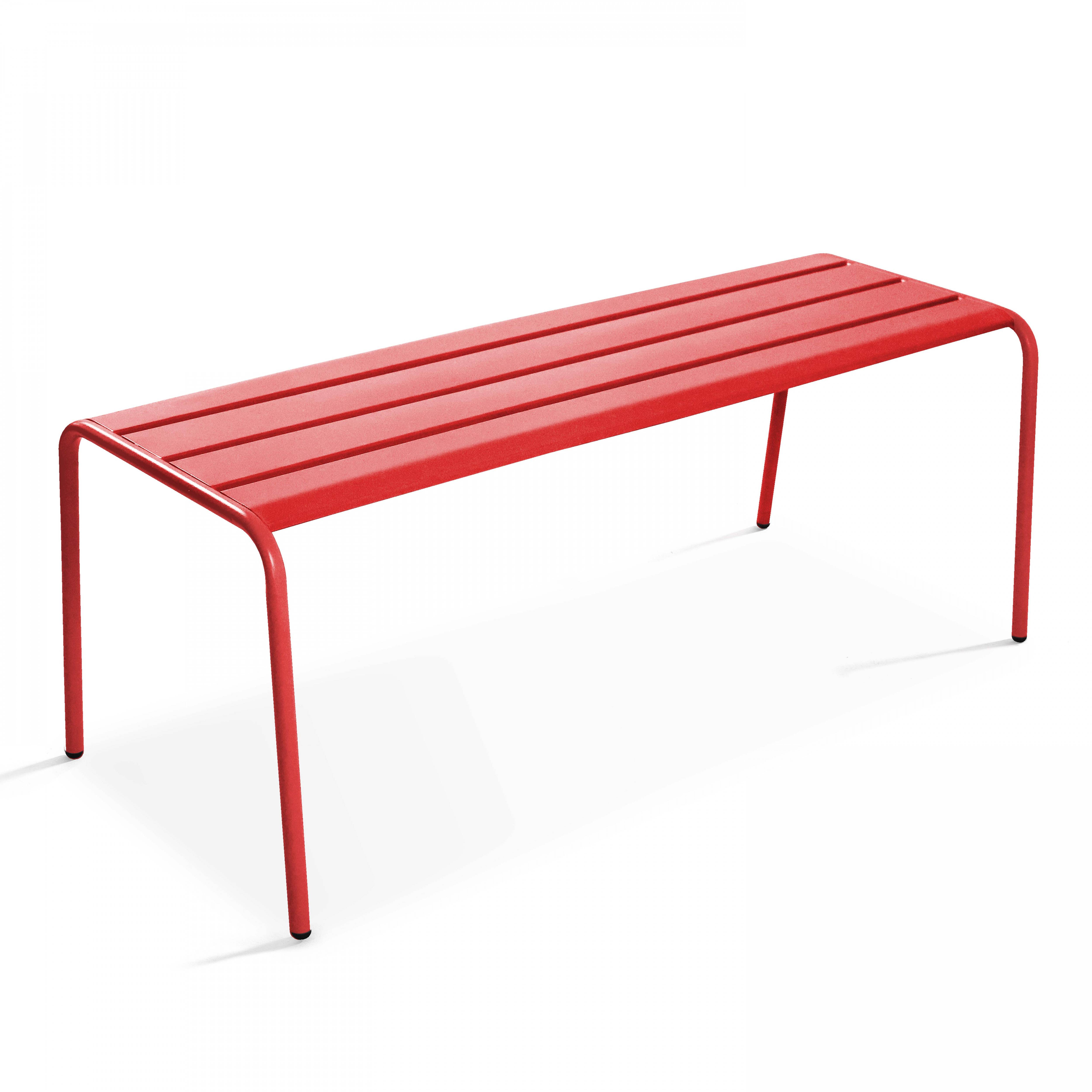 Oviala - Salon de jardin 2 bancs et 4 chaises en acier rouge Palavas - Oviala - Imagen 3