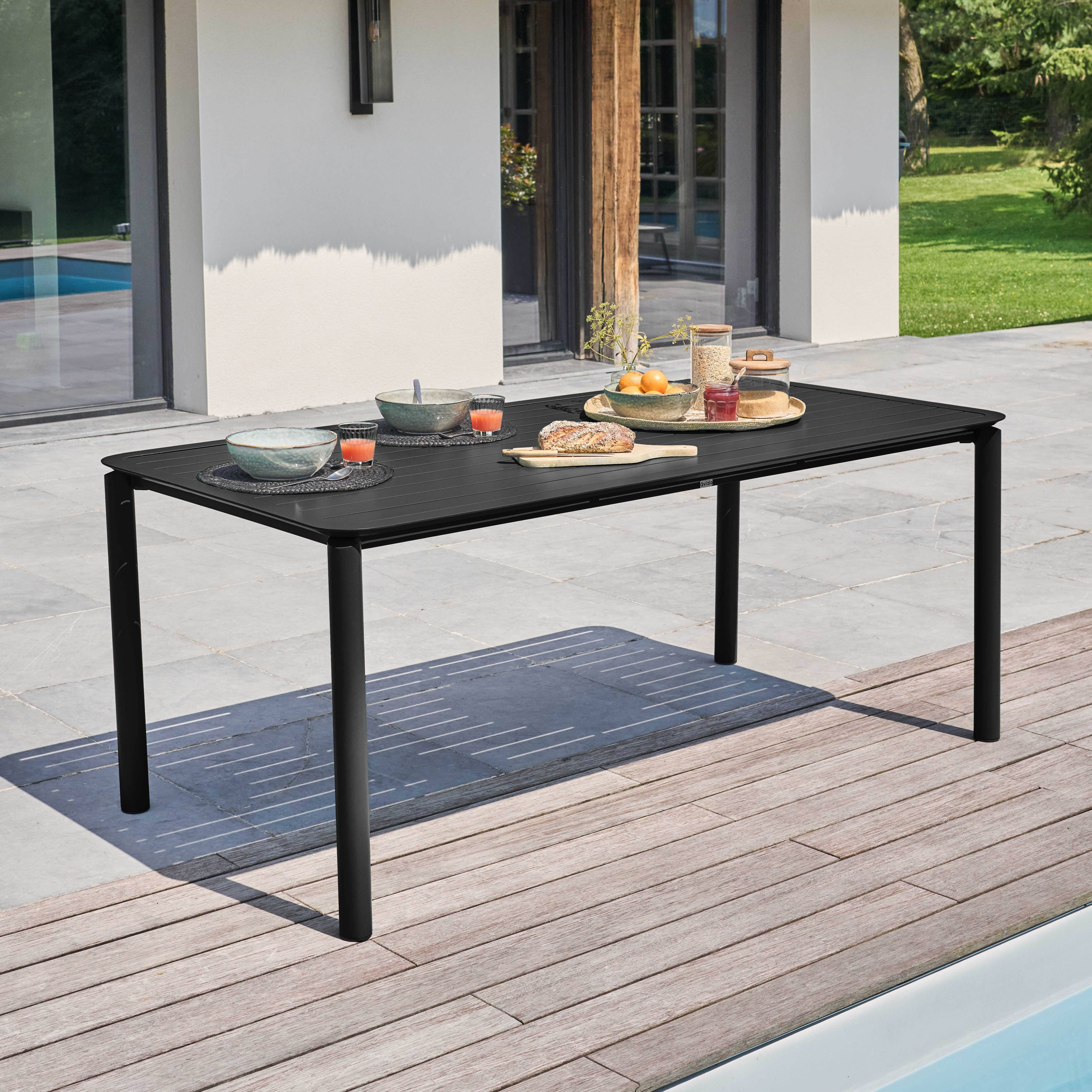 Oviala - Table de terrasse rectangulaire en aluminium noire Almada - Oviala - Image 2