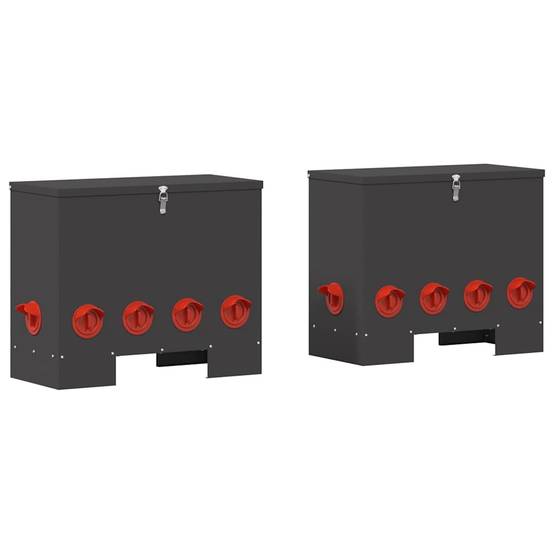 Lot de 2 Mangeoires Hautes Acier Poule 25kg Noir - ComfortXL Outdoor Living - Image 2