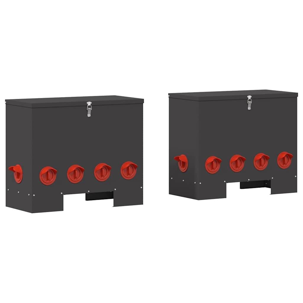 Lot de 2 Mangeoires Hautes Acier Poule 25kg Noir - ComfortXL Outdoor Living - Image 2