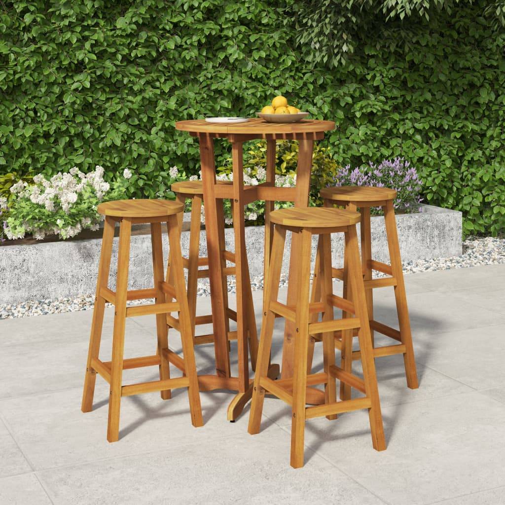 Maison Chic - Ensemble de 5 pcs bar de jardin - Mobilier d'extérieur - Mobilier de jardin bois d'acacia solide-JU2153 - Image 2