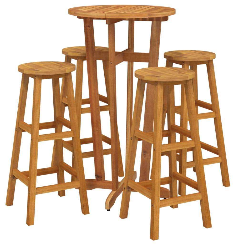 Maison Chic - Ensemble de 5 pcs bar de jardin - Mobilier d'extérieur - Mobilier de jardin bois d'acacia solide-JU2153 - Image 3