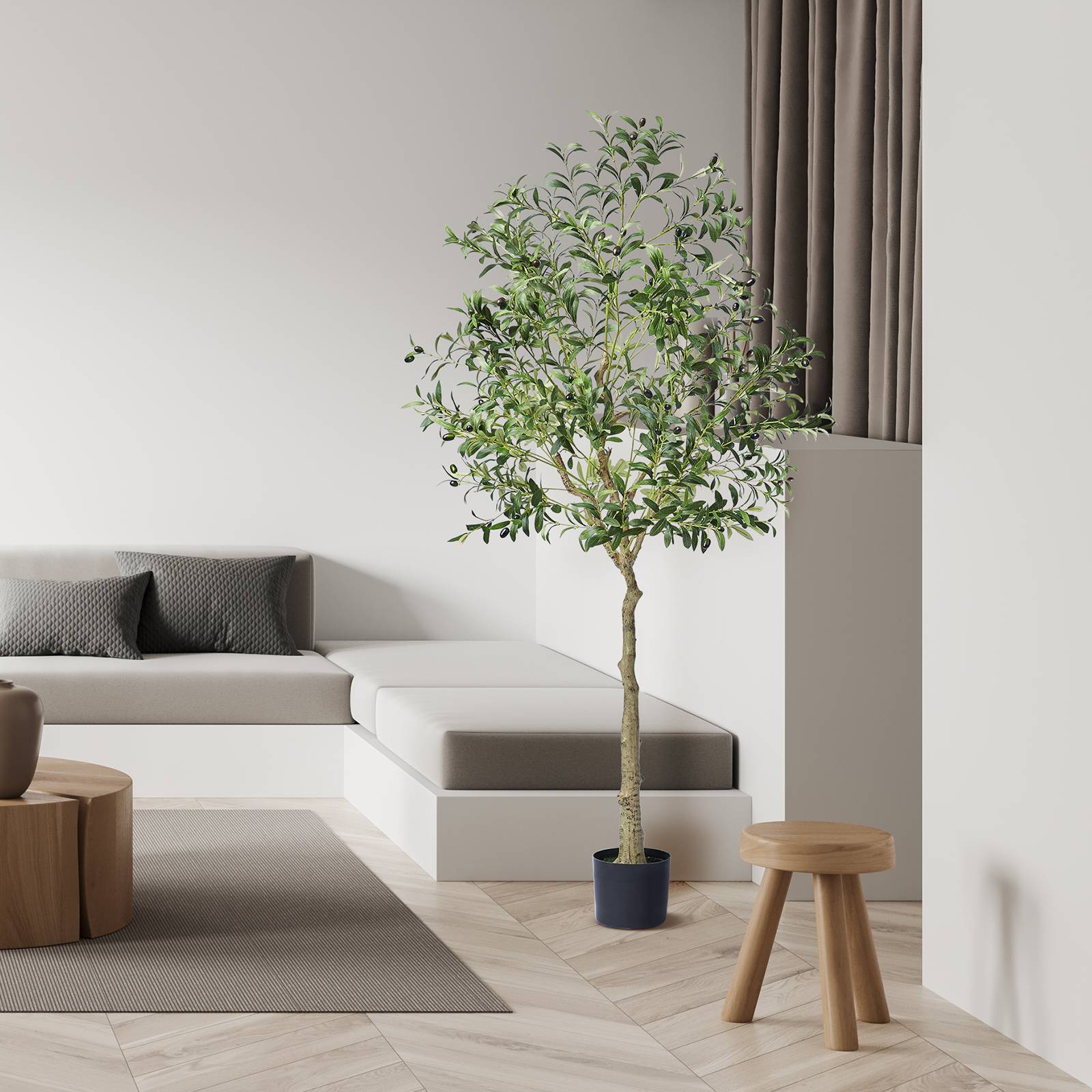 Vevor - VEVOR Arbre artificiel Olivier 179 cm PE, pot, décoration style fausse plante pour intérieur/extérieur. - Image 8