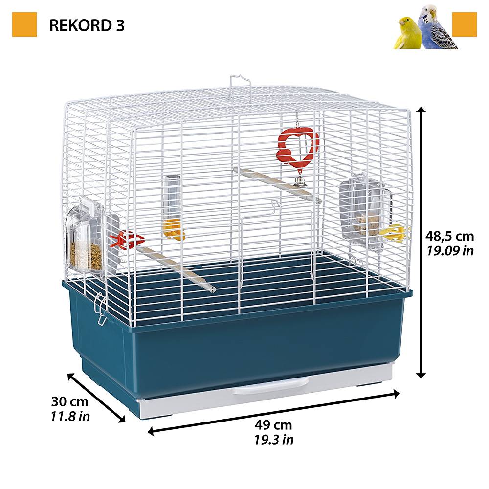 Ferplast - Ferplast Cage rectangulaire pour oiseaux exotiques et canaris REKORD 3, livrée avec accessoires et mangeoire tournante, métal robuste vernis blanche - Image 2