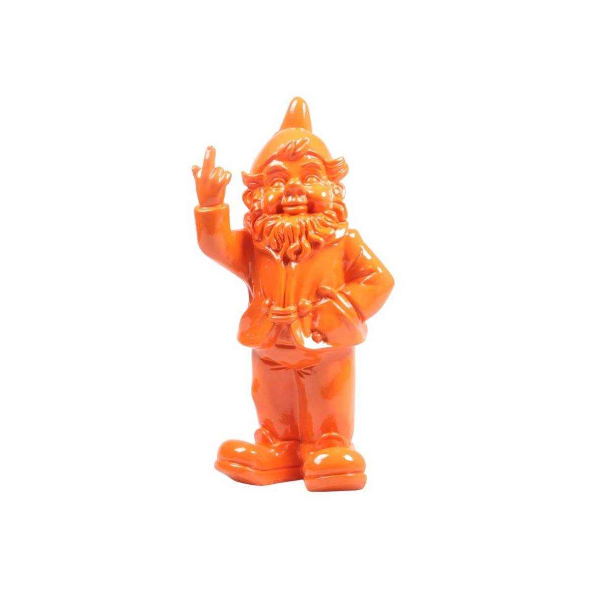 Stoobz - Nain de jardin en résine doigt d'honneur 7 x 8 x 20 cm Orange