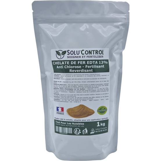 SOLU'CONTROL - Chélate de Fer EDTA 13%, Anti-chlorose, Fertilisant, Reverdissant-1 kg - Image 2