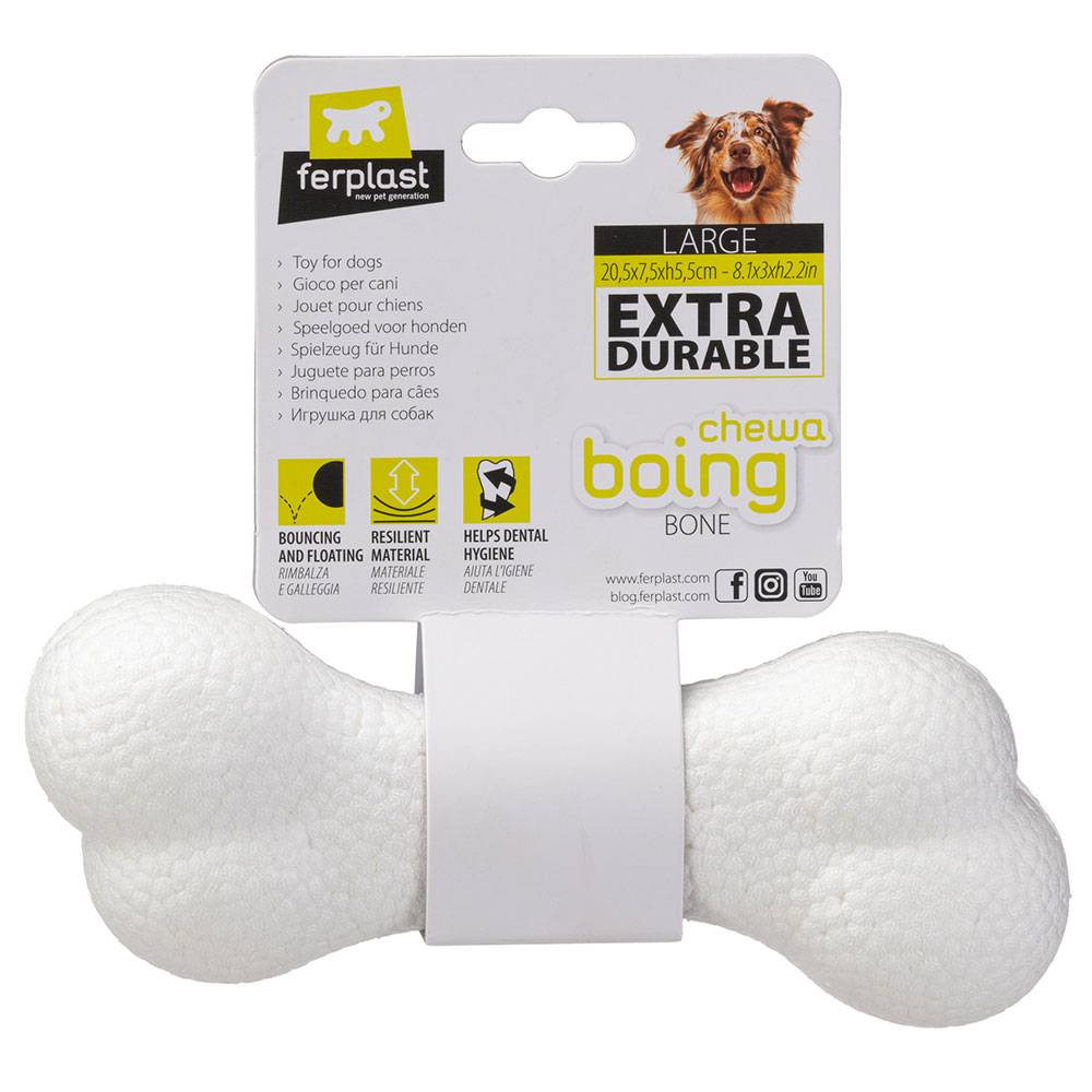 Ferplast - Ferplast Jouet Chien, Os pour chien, en Matériau Durable, Non Toxique, Résistante aux Morsures, Hygiene Dentaire, Rebondissant et Flottant, CHEWA - Imagen 6