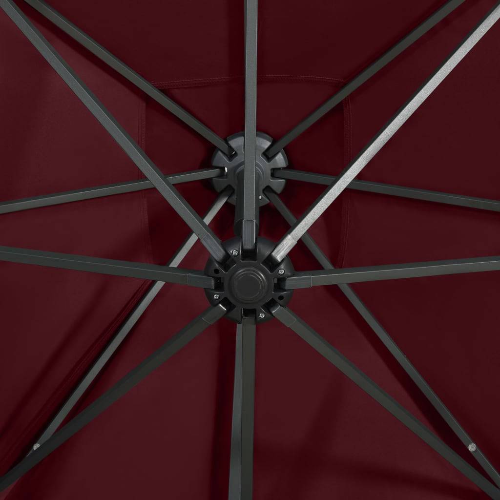 Helloshop26 - Parasol meuble de jardin déporté avec mât et lumières led rouge 250 cm bordeaux - Imagen 7