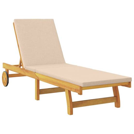 Ensemble Transat Double et Tables Acacia Massif Jardin Terrasse Inclinable 199x63cm Beige - ComfortXL Outdoor Living - Image 4