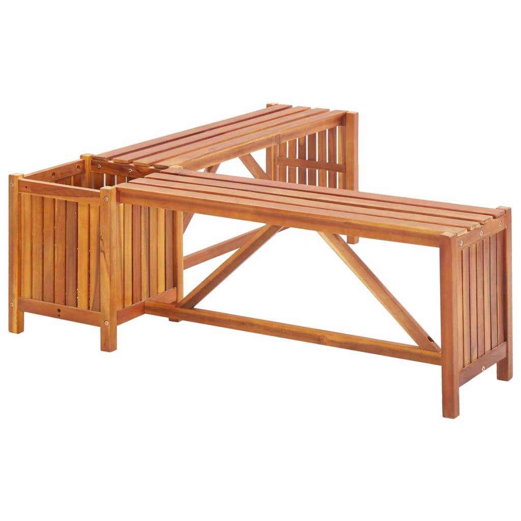 Banc de jardin - Banc d'extérieur - Banquette et jardinière 117x117x40 cm Bois solide d'acacia - Image 3