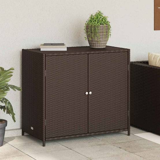 Buffet de Rangement Extérieur Résine Tressée Bas pour Jardin Balcon Marron 83x45x76 cm – ComfortXL Outdoor Living - Image 1