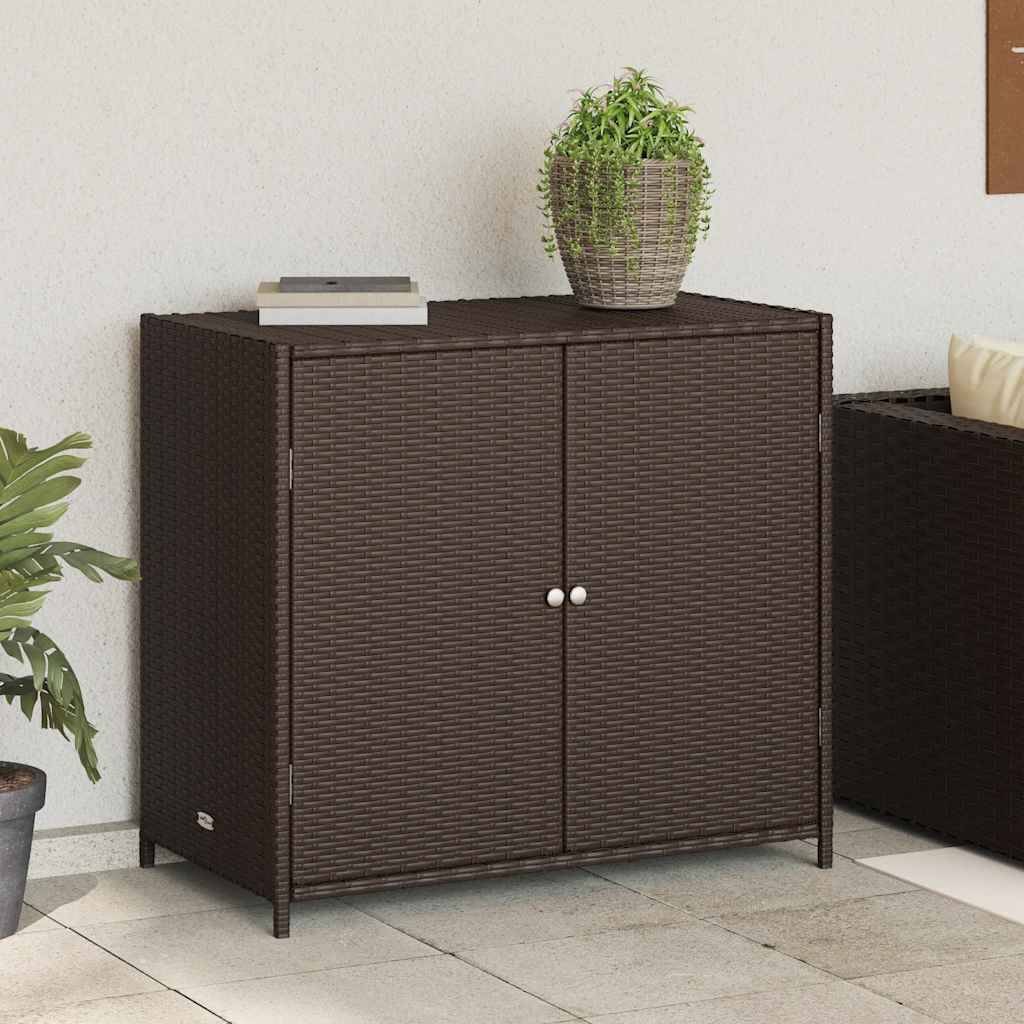Buffet de Rangement Extérieur Résine Tressée Bas pour Jardin Balcon Marron 83x45x76 cm – ComfortXL Outdoor Living - Image 1