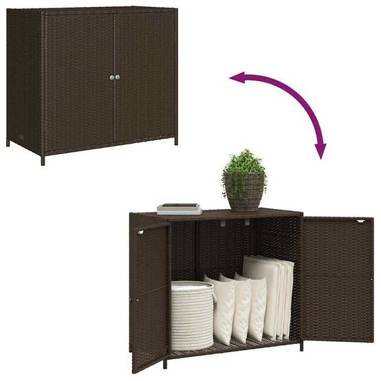 Buffet de Rangement Extérieur Résine Tressée Bas pour Jardin Balcon Marron 83x45x76 cm – ComfortXL Outdoor Living - Image 10