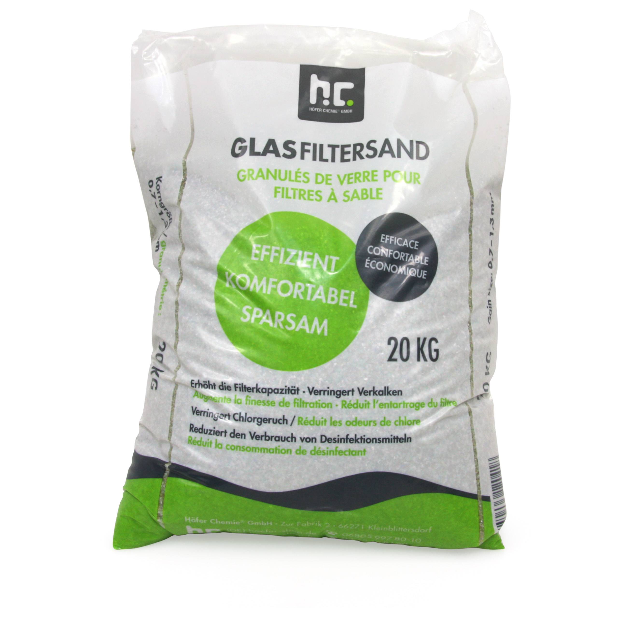 20 kg de granulés de verre fin spécial pour filtres à sable, granulométrie de 0,7 à 1,3 mm x 1 - Image 1
