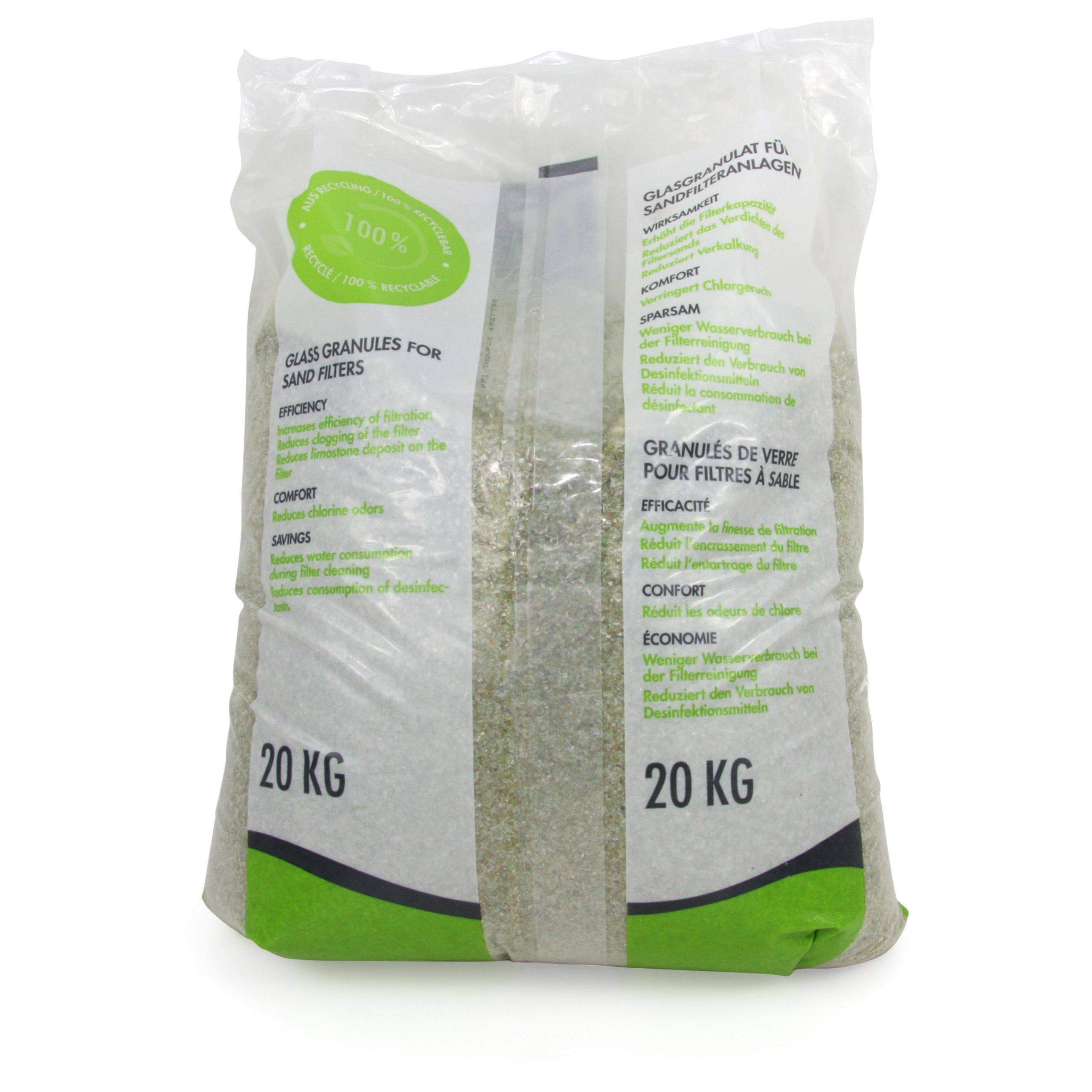 20 kg de granulés de verre fin spécial pour filtres à sable, granulométrie de 0,7 à 1,3 mm x 1 - Image 2
