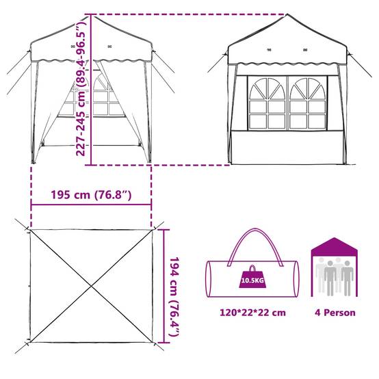 ComfortXL - Tente de réception pliante Oxford jardin hauteur réglable 2x2m verte - ComfortXL Outdoor Living - Image 9