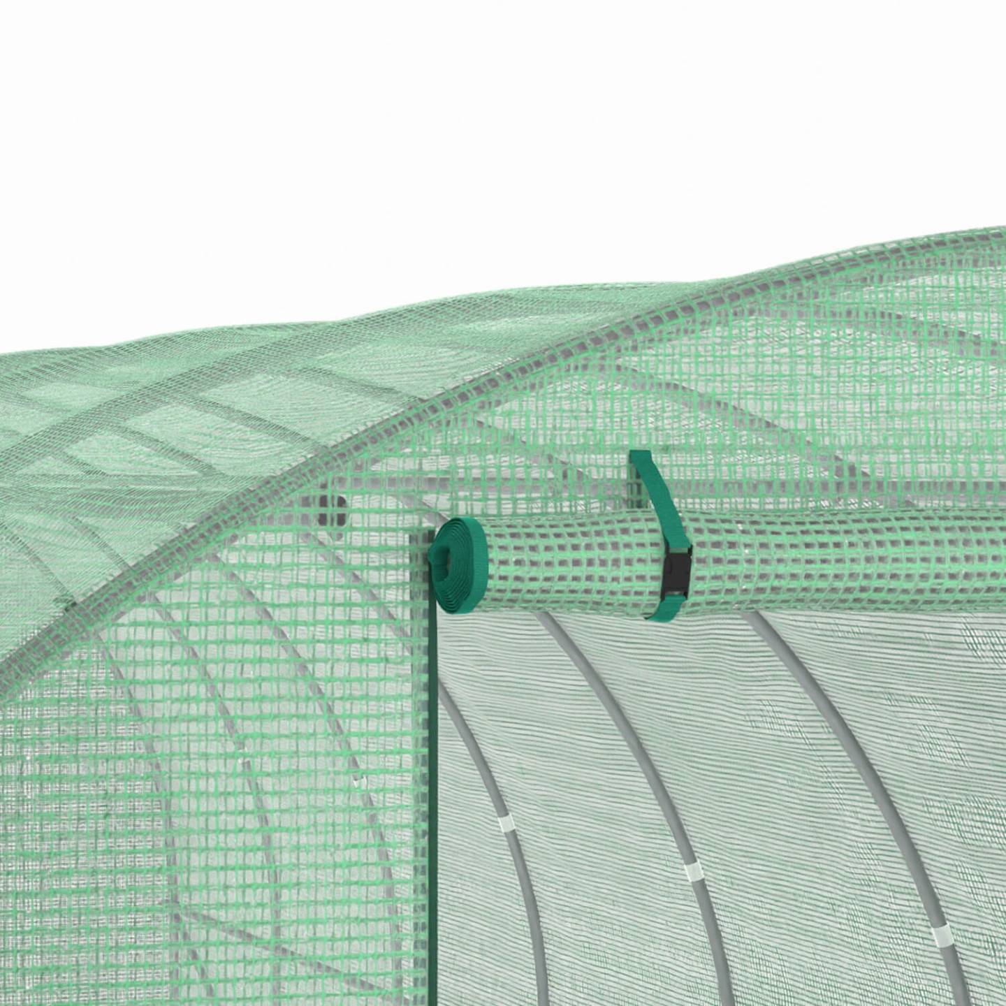 IDMARKET - Serre de jardin tunnel 24m² 8 x 3 x 2 m acier galvanisé + bâche anti-UV avec porte et fenêtres DES ANDES verte - Image 7