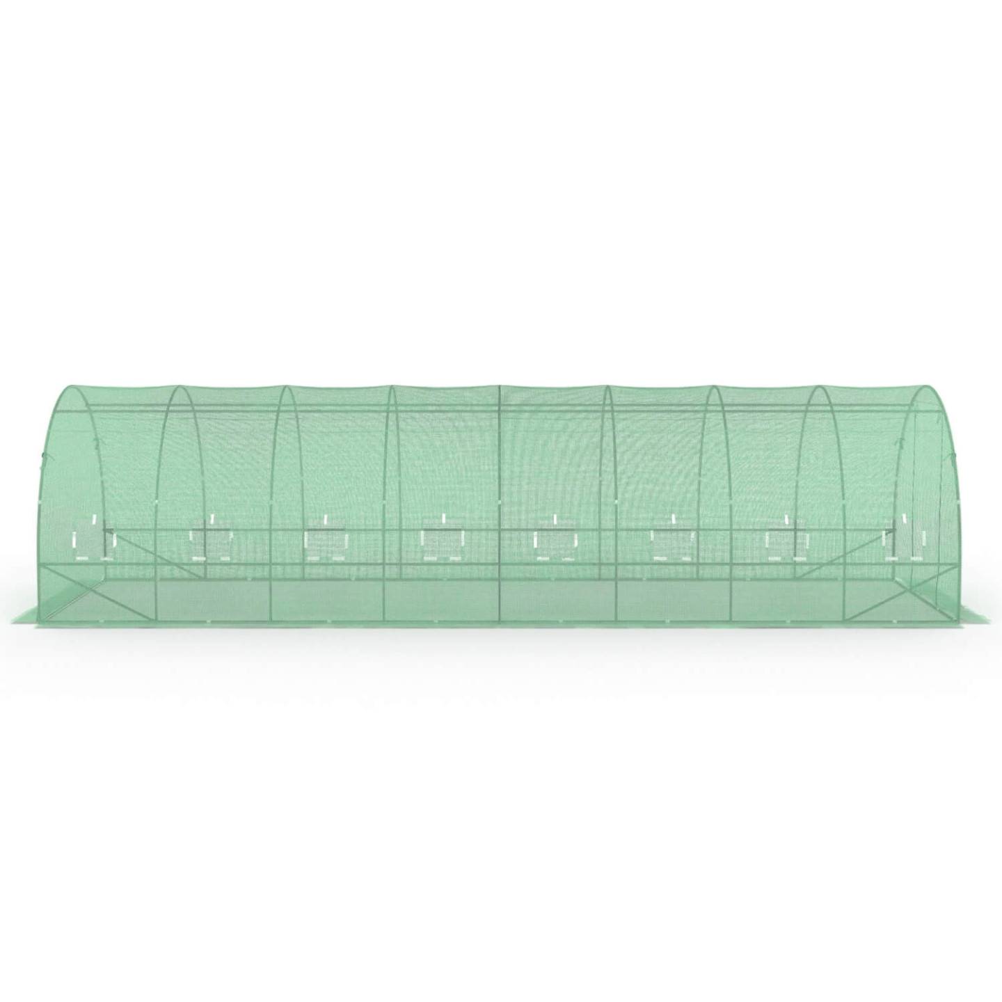 IDMARKET - Serre de jardin tunnel 24m² 8 x 3 x 2 m acier galvanisé + bâche anti-UV avec porte et fenêtres DES ANDES verte - Image 5