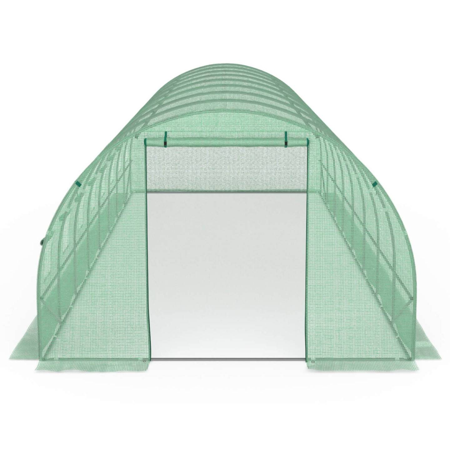 IDMARKET - Serre de jardin tunnel 24m² 8 x 3 x 2 m acier galvanisé + bâche anti-UV avec porte et fenêtres DES ANDES verte - Image 4