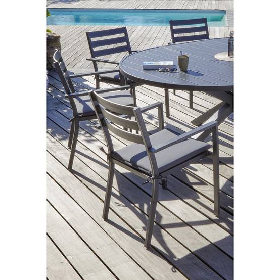 Dcb Garden - Fauteuil de jardin empilable en aluminium - Gris anthracite - PELOSA - Image 7