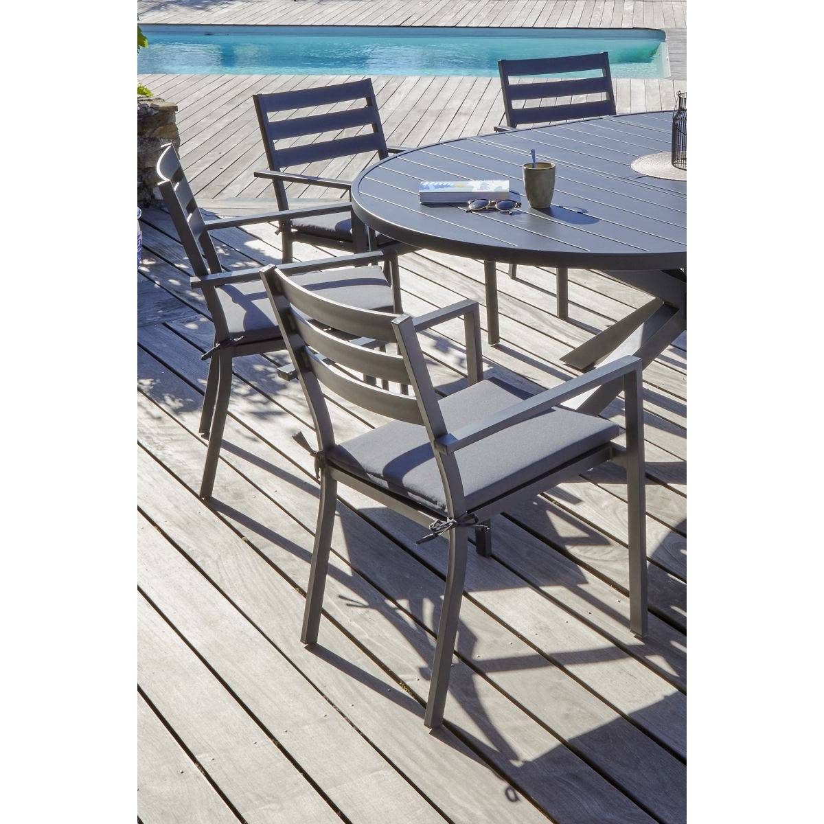 Dcb Garden - Fauteuil de jardin empilable en aluminium  - Gris anthracite - PELOSA - Image 7