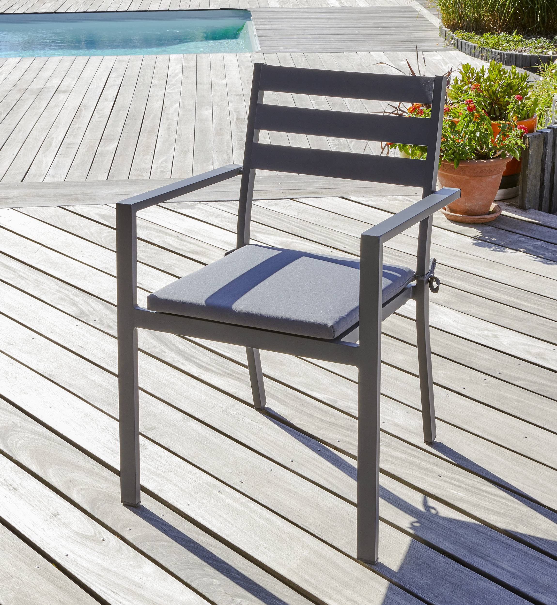 Dcb Garden - Fauteuil de jardin empilable en aluminium  - Gris anthracite - PELOSA - Image 1