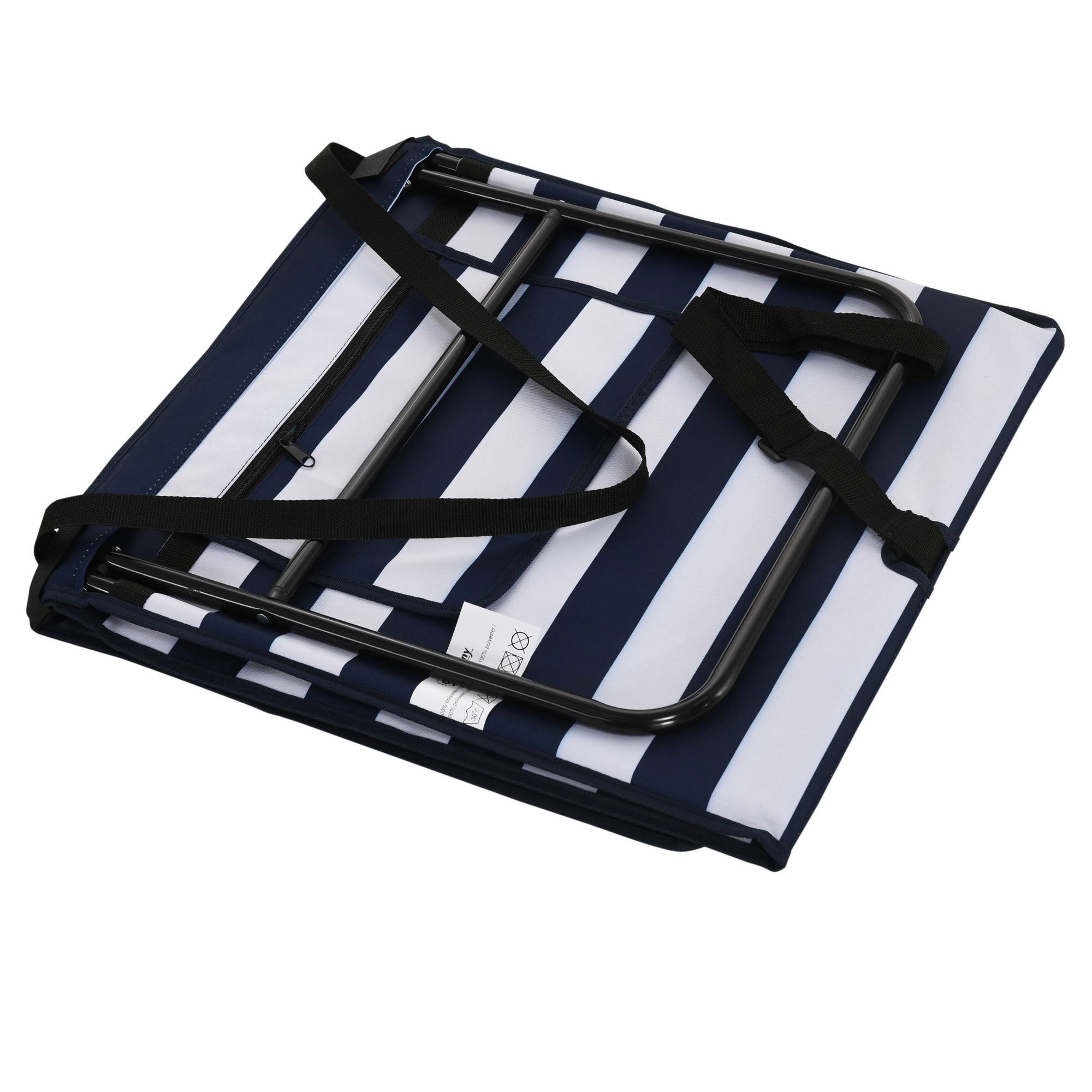 Outsunny - Lot de 2 tapis de plage rembourrés pliables - matelas de plage - dossier inclinable, rangement - métal polyester blanc bleu - Outsunny - Imagen 9