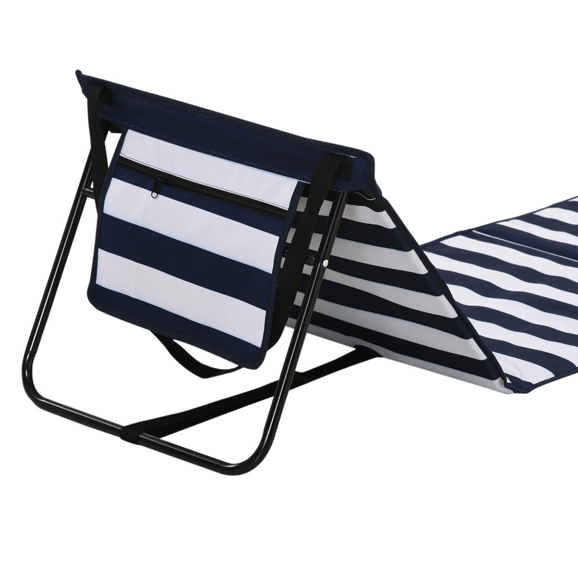 Outsunny - Lot de 2 tapis de plage rembourrés pliables - matelas de plage - dossier inclinable, rangement - métal polyester blanc bleu - Outsunny - Imagen 7