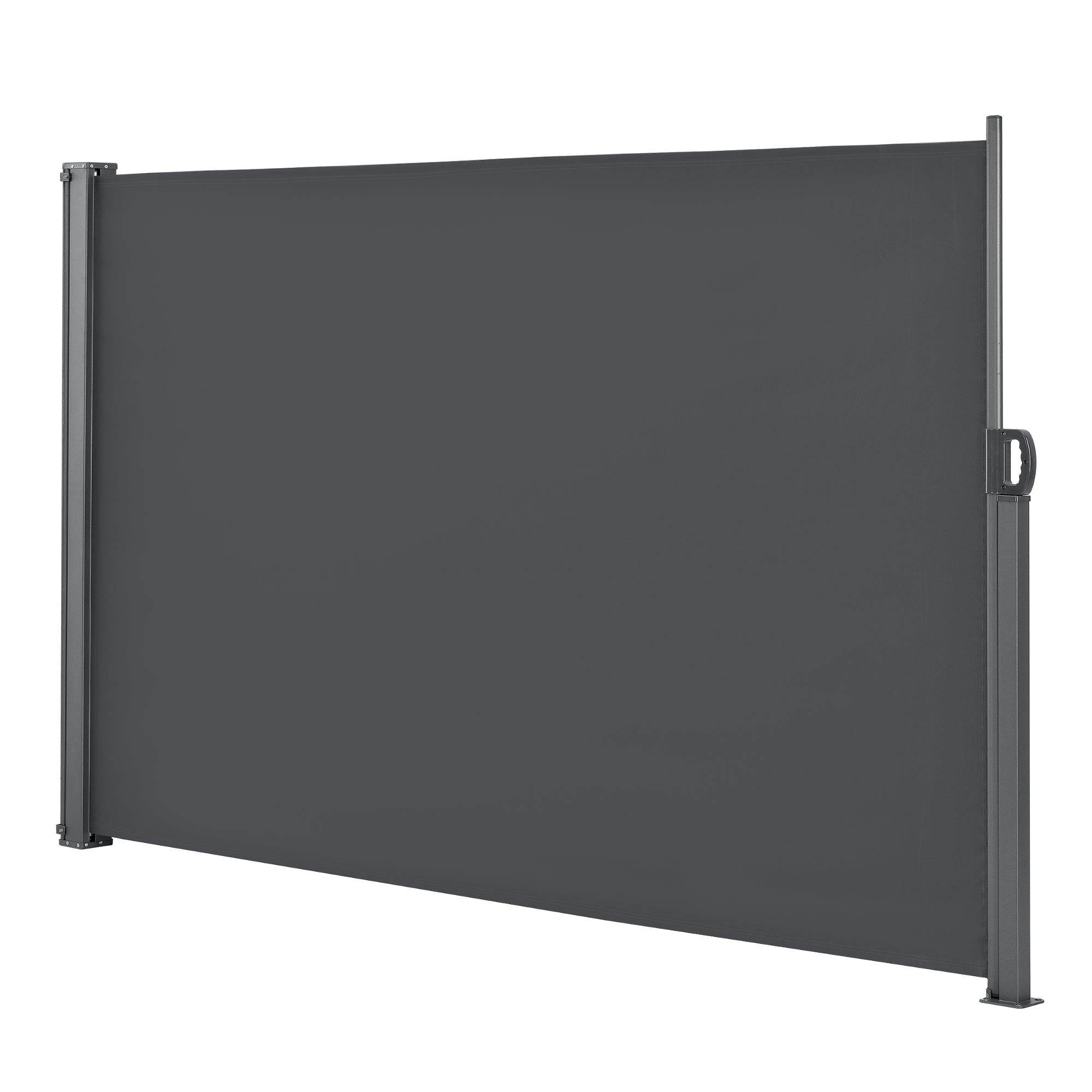 Helloshop26 - Auvent latéral brise-soleil baldaquin garde-vue pare-soleil métal et polyester 160 x 300 cm gris - Imagen 1