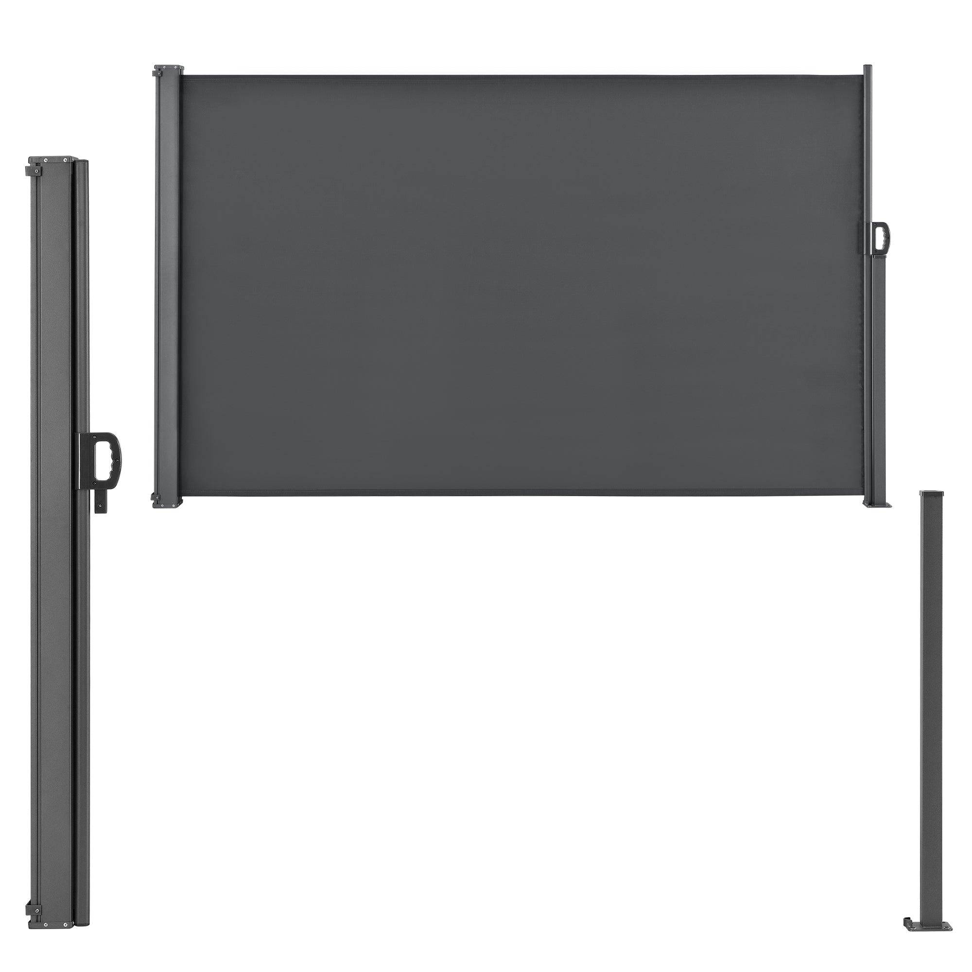 Helloshop26 - Auvent latéral brise-soleil baldaquin garde-vue pare-soleil métal et polyester 160 x 300 cm gris - Imagen 2