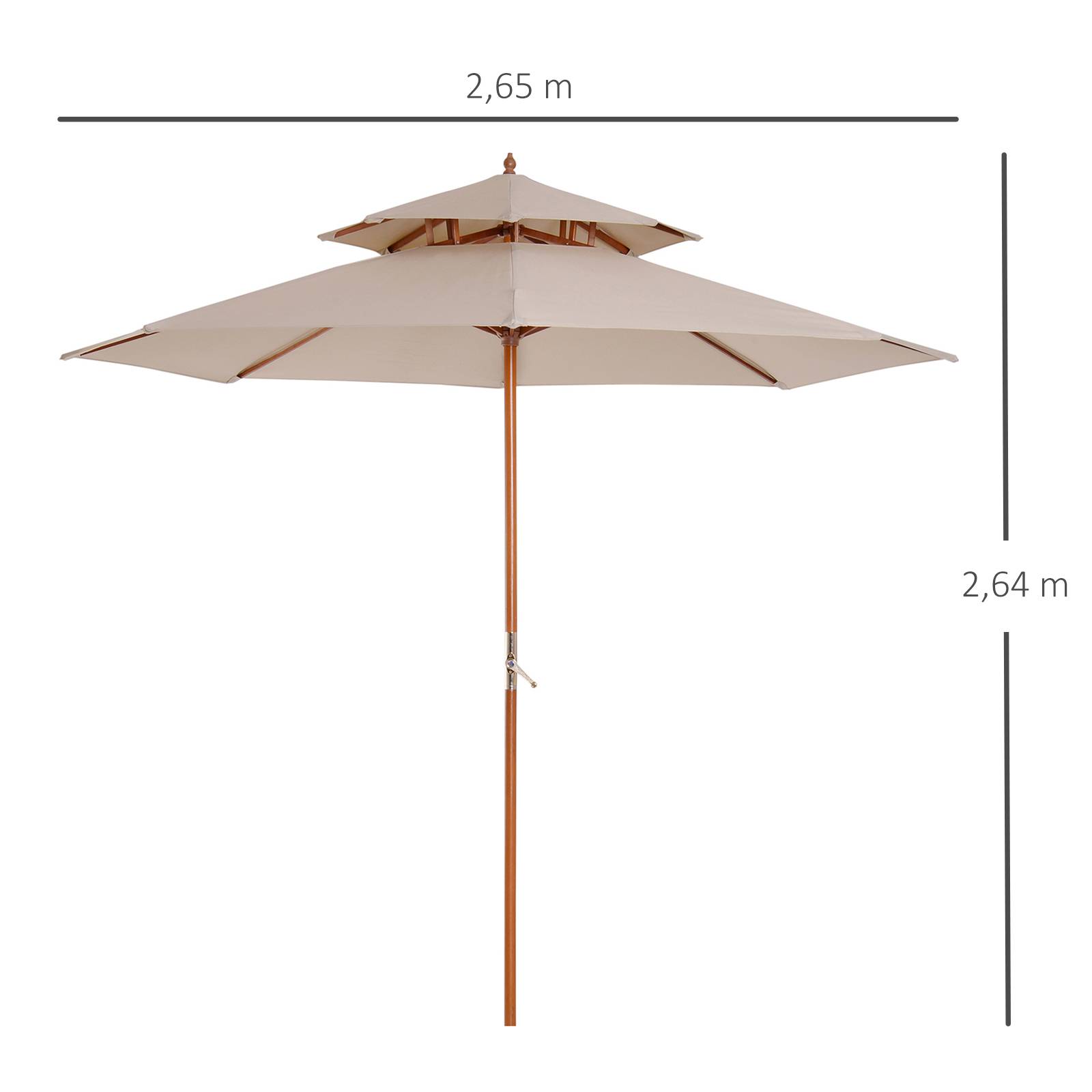 Parasol Bois Beige 265x265x264 cm - Image 5