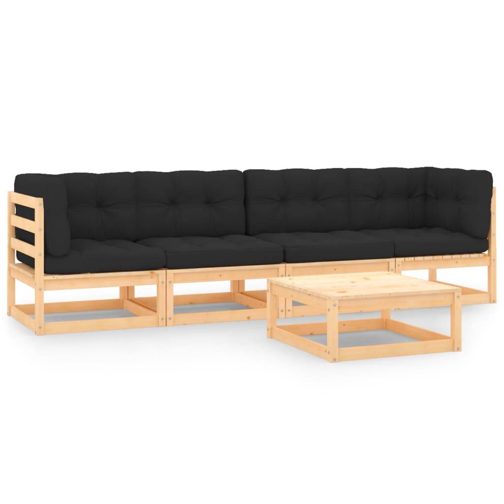Helloshop26 - Salon de jardin meuble d'extérieur ensemble de mobilier 5 pièces avec coussins bois de pin massif - Imagen 1