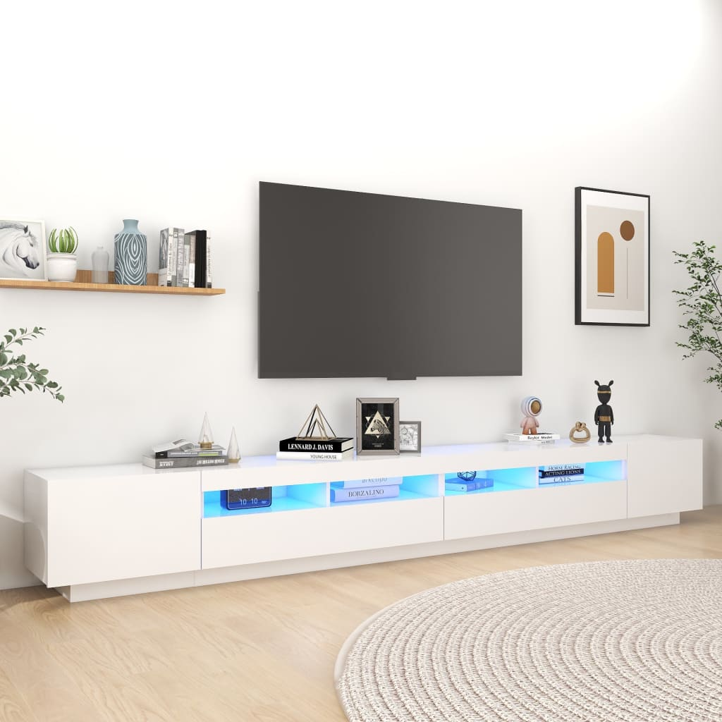 Vidaxl - Meuble TV avec lumières LED Blanc 300x35x40 cm - vidaXL - Imagen 2