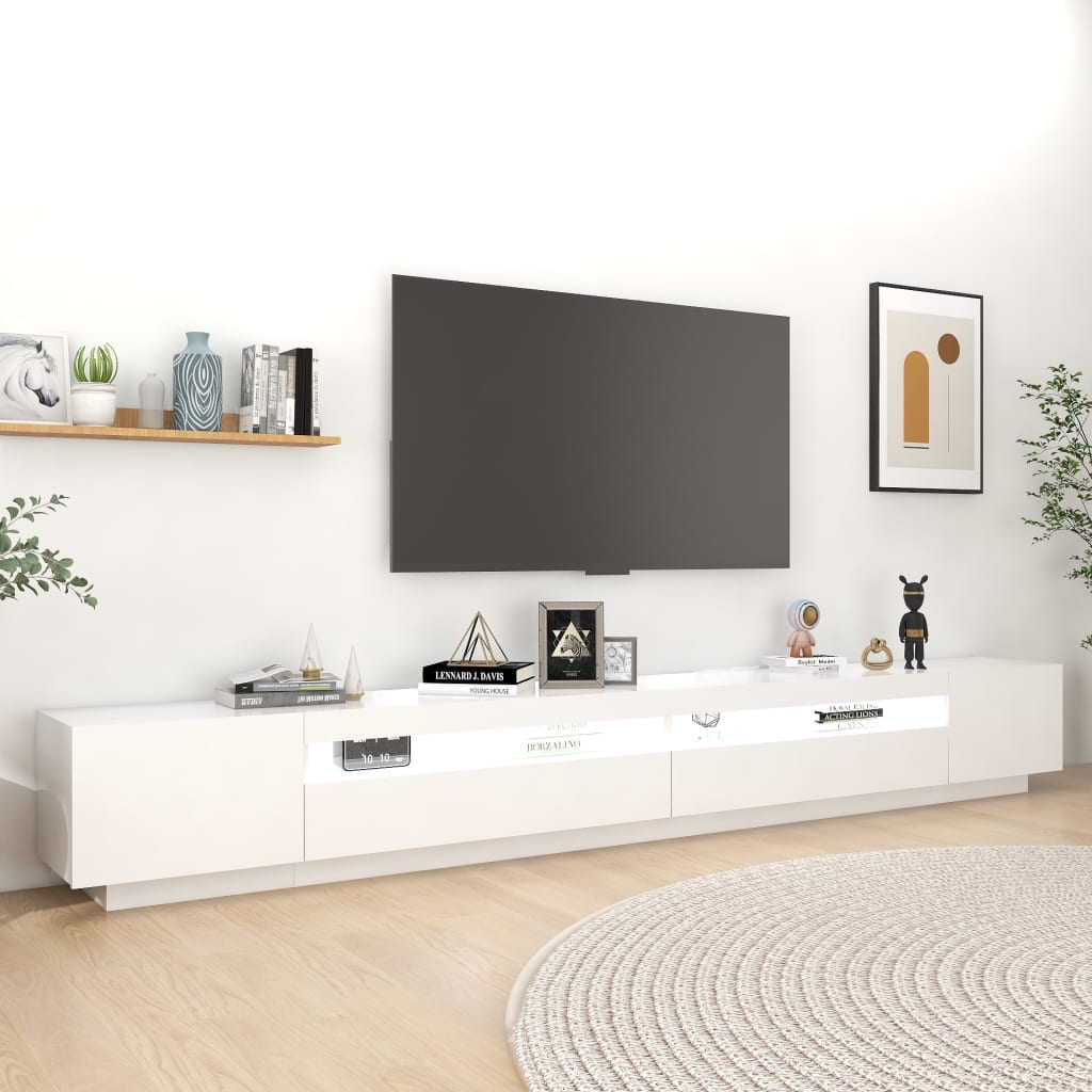Vidaxl - Meuble TV avec lumières LED Blanc 300x35x40 cm - vidaXL - Imagen 3