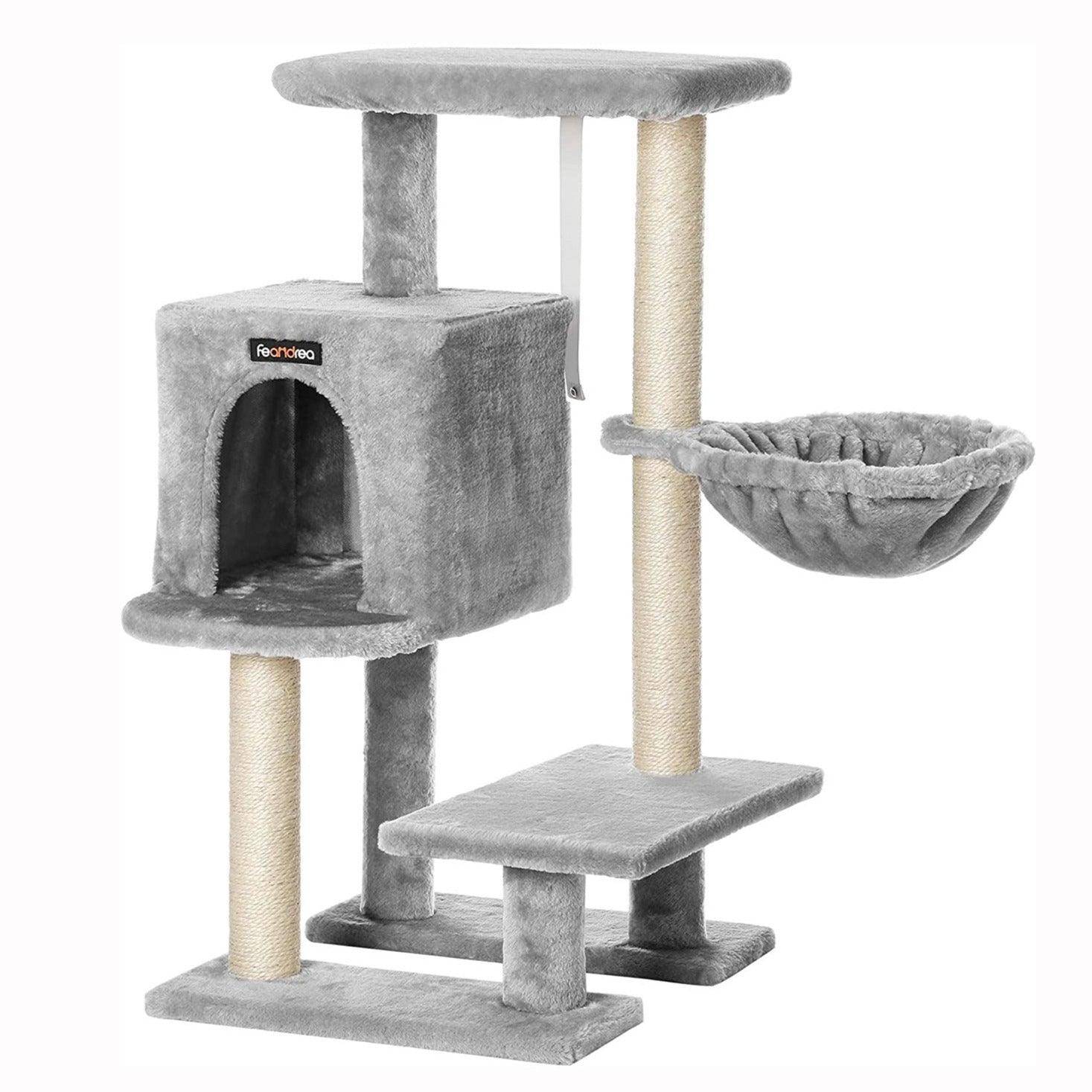 Helloshop26 - Arbre à chat tour poteaux à gratter 84 cm gris clair - Imagen 1