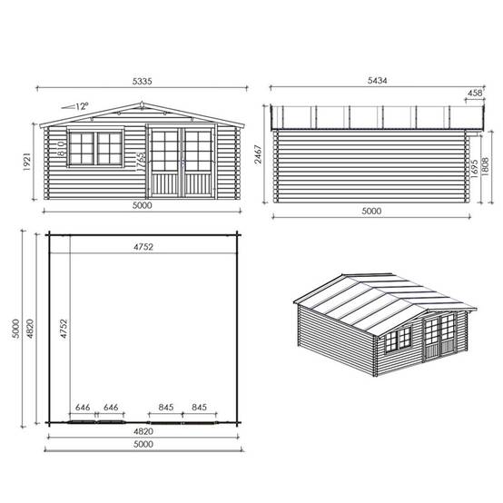 Altanka - Abri de jardin en bois - 25m2 - 5x5m - Ep. 34mm - Couleur: naturel - DOM722 - ALTANKA - Image 4