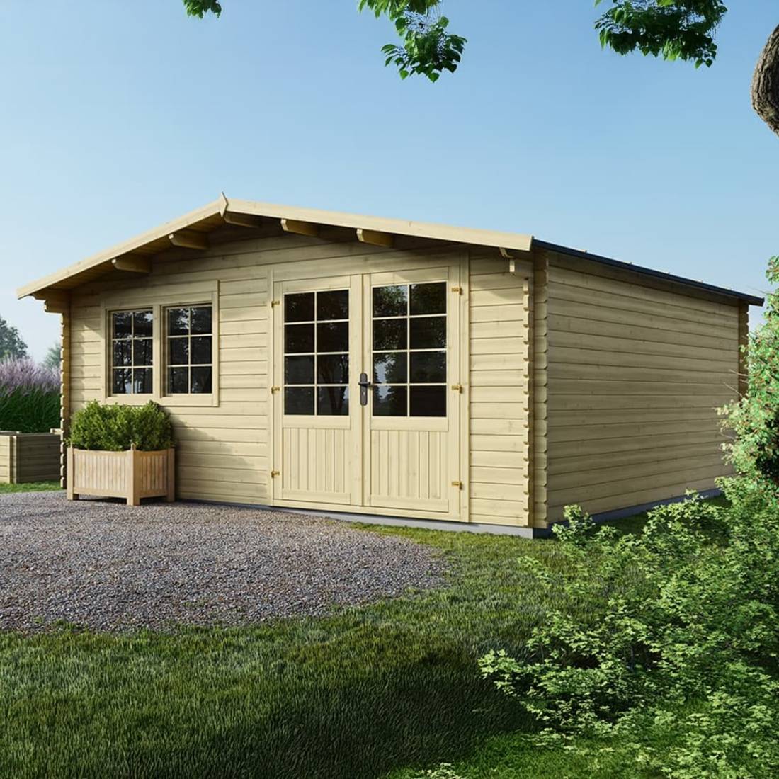 Altanka - Abri de jardin en bois - 25m2 - 5x5m - Ep. 34mm - Couleur: naturel - DOM722 - ALTANKA - Image 2