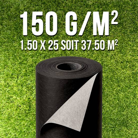 LOT DE 2 Rouleaux de Geotextile MGS 150grs 1.5Mx25M soit 75m2 - Image 1