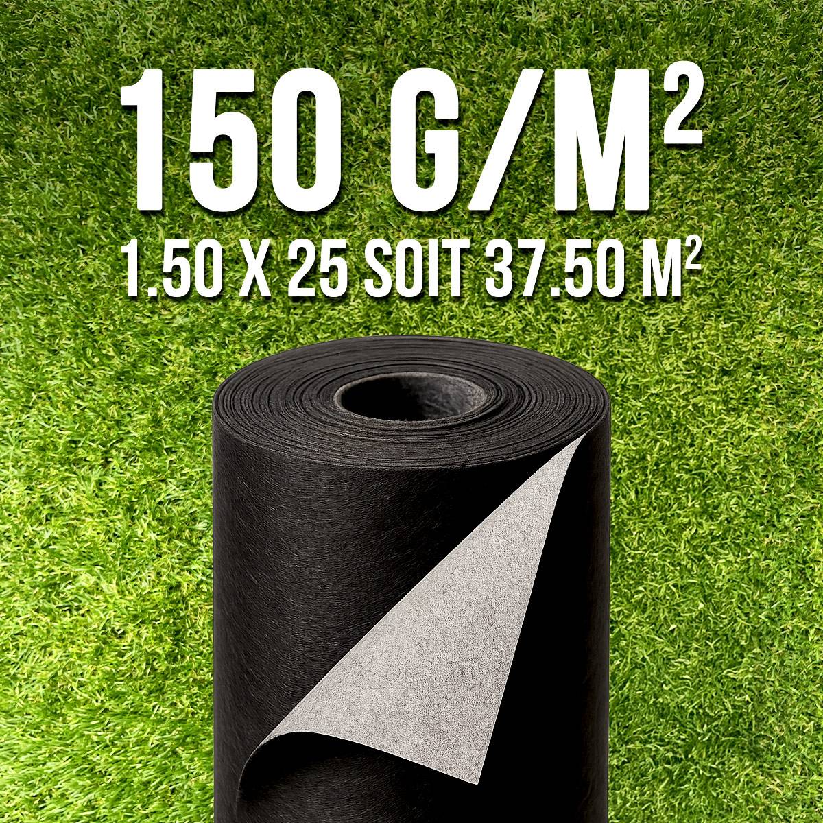 LOT DE 2 Rouleaux de Geotextile MGS 150grs 1.5Mx25M soit 75m2 - Image 1