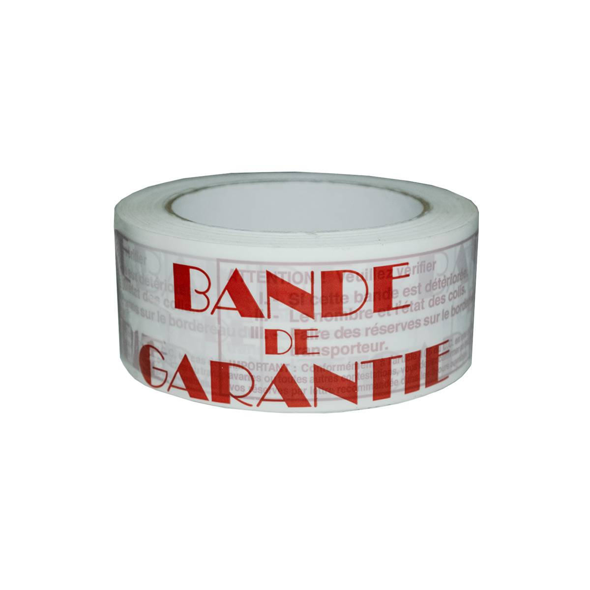 Ruban adhésif d'emballage 28µ blanc imprimé "BANDE DE GARANTIE" en rouge -  Adhésif 50 mm x 100 m - Carton de 36 TECPLAST - Imagen 3
