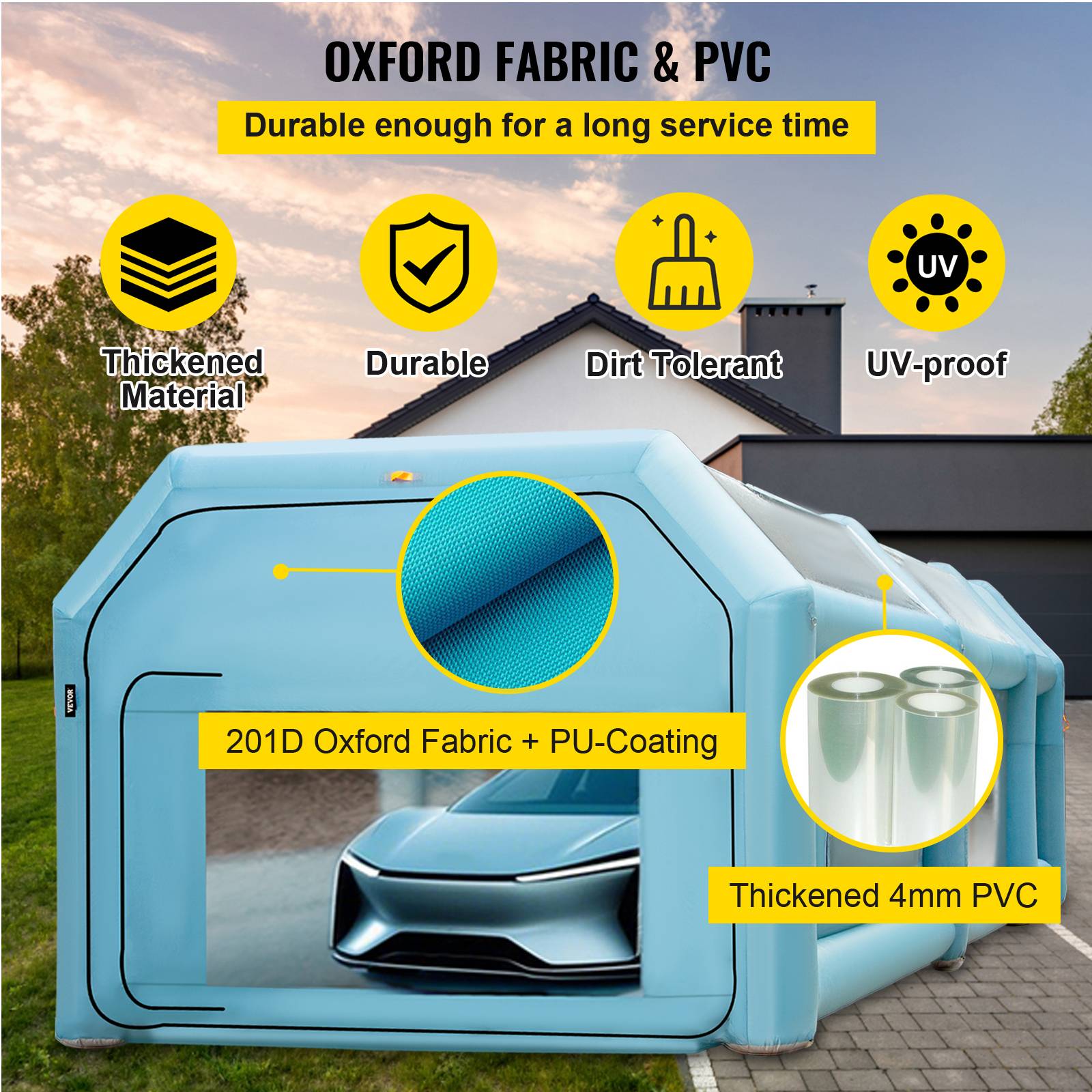 Vevor - VEVOR Cabine peinture gonflable 8.5x4.6x3m, Oxford, 2 souffleurs avec filtration, station de travail automobile. - Image 3