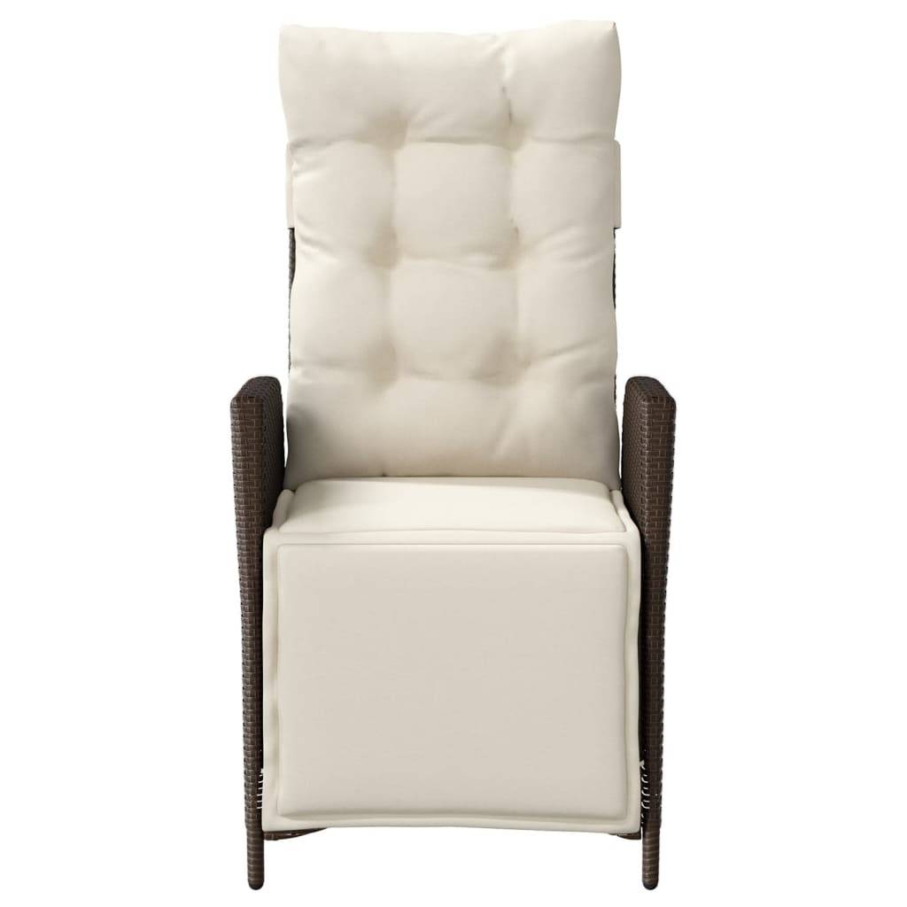 Chaise de jardin inclinable - Chaise d'extérieur - Fauteuil d'extérieur repose-pied marron résine tressée - MEUBLE PRO - Image 4