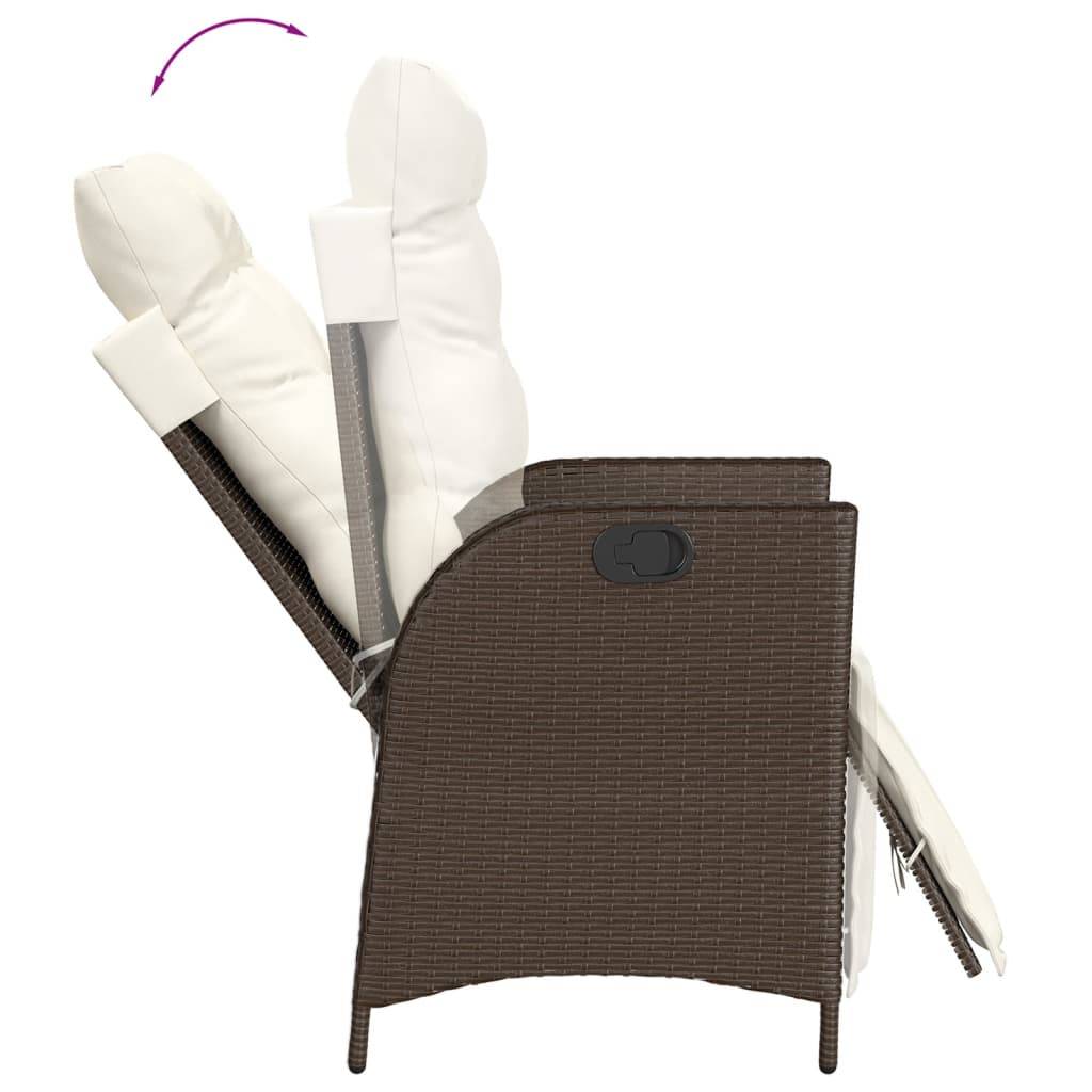 Chaise de jardin inclinable - Chaise d'extérieur - Fauteuil d'extérieur repose-pied marron résine tressée - MEUBLE PRO - Image 7