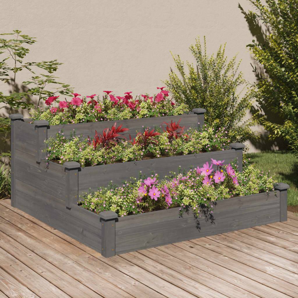 ComfortXL - Carré potager à étages en bois de sapin pour jardin moderne Gris 120x120 cm – ComfortXL Outdoor Living