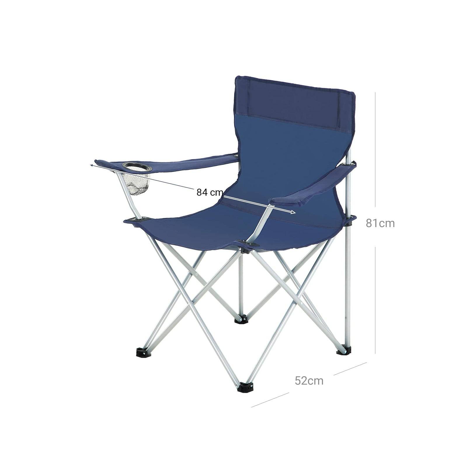 Helloshop26 - Lot de 2 chaises de camping pliables sièges pliantes extérieur confortable avec accoudoirs et porte-gobelets cadre stable capacité de charge 120 kg b - Imagen 4
