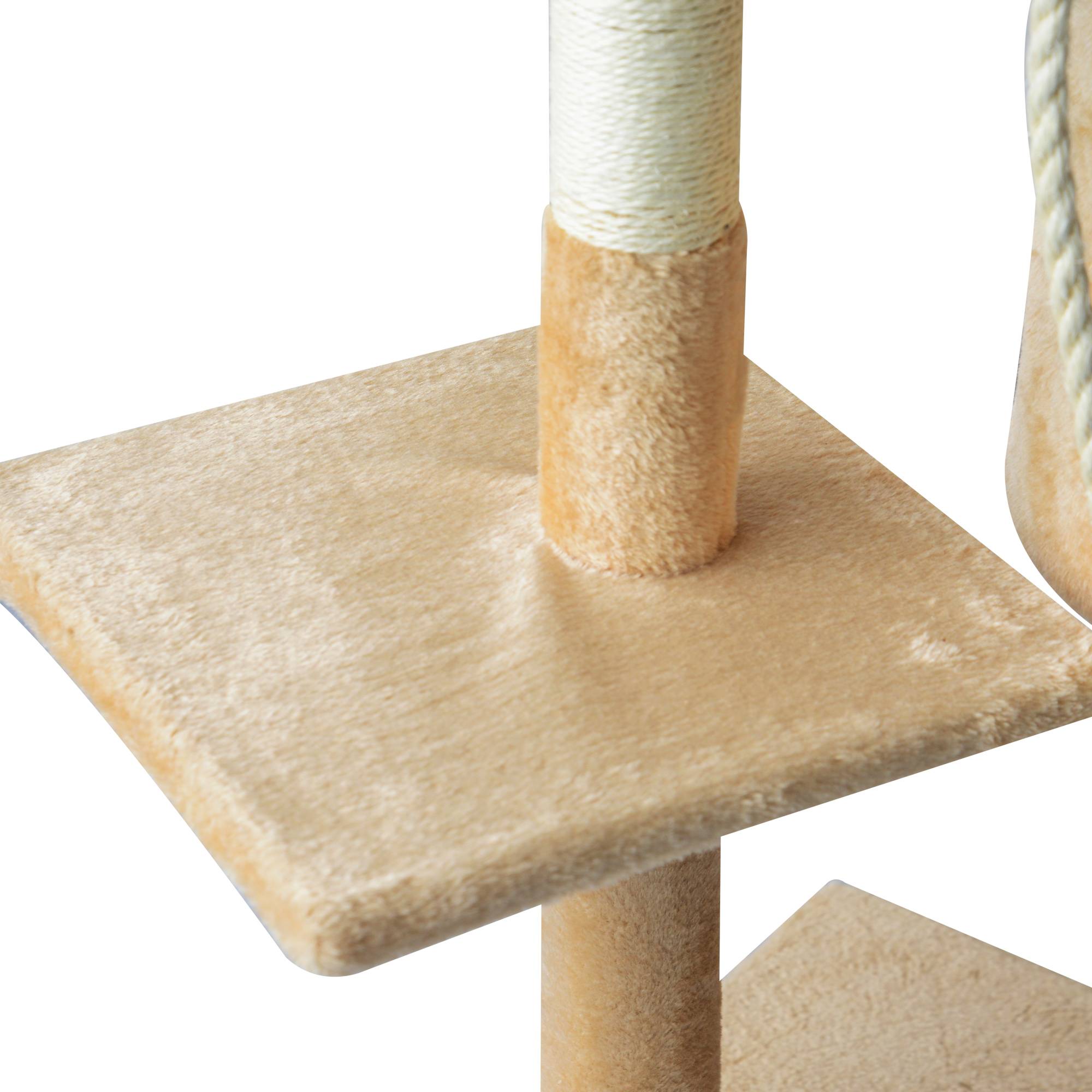 Pawhut - Arbre à chats multi-équipements griffoirs grattoirs plateformes niche corde jouets 40L x 40l x 114H cm beige - Imagen 9
