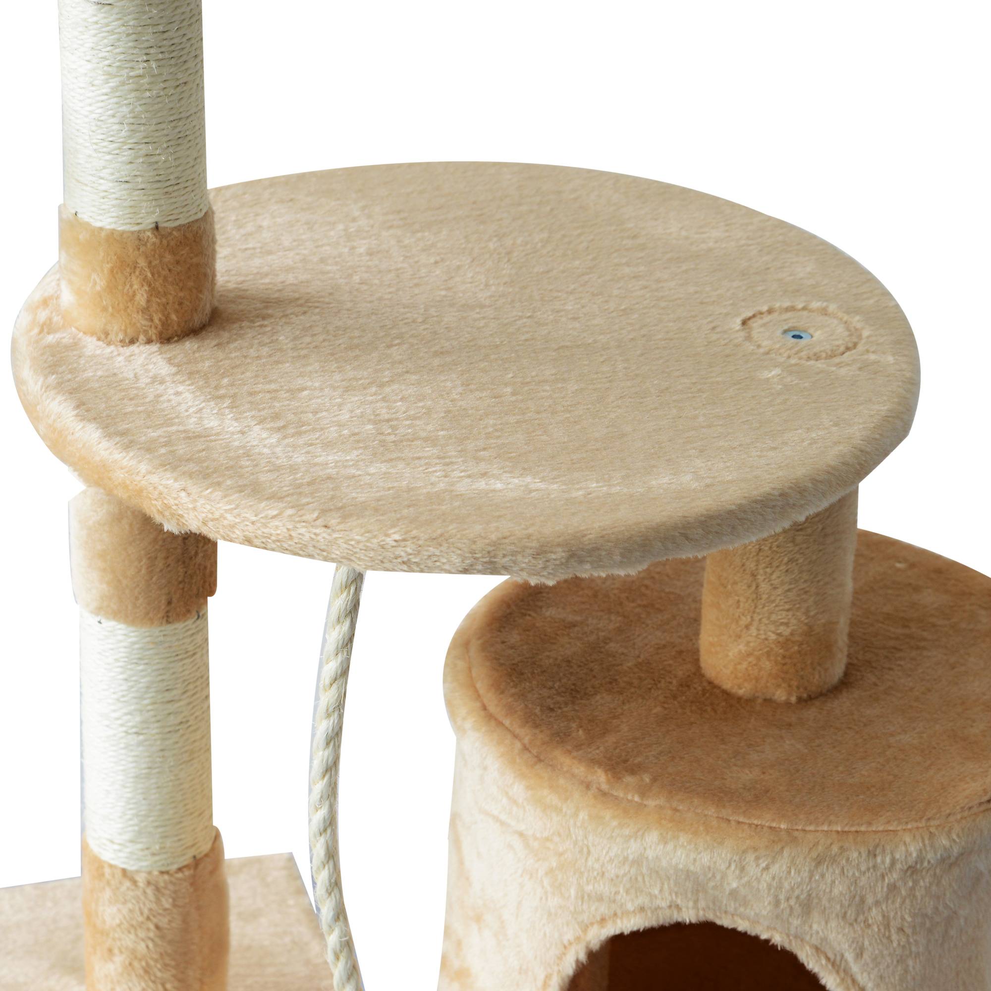 Pawhut - Arbre à chats multi-équipements griffoirs grattoirs plateformes niche corde jouets 40L x 40l x 114H cm beige - Imagen 7