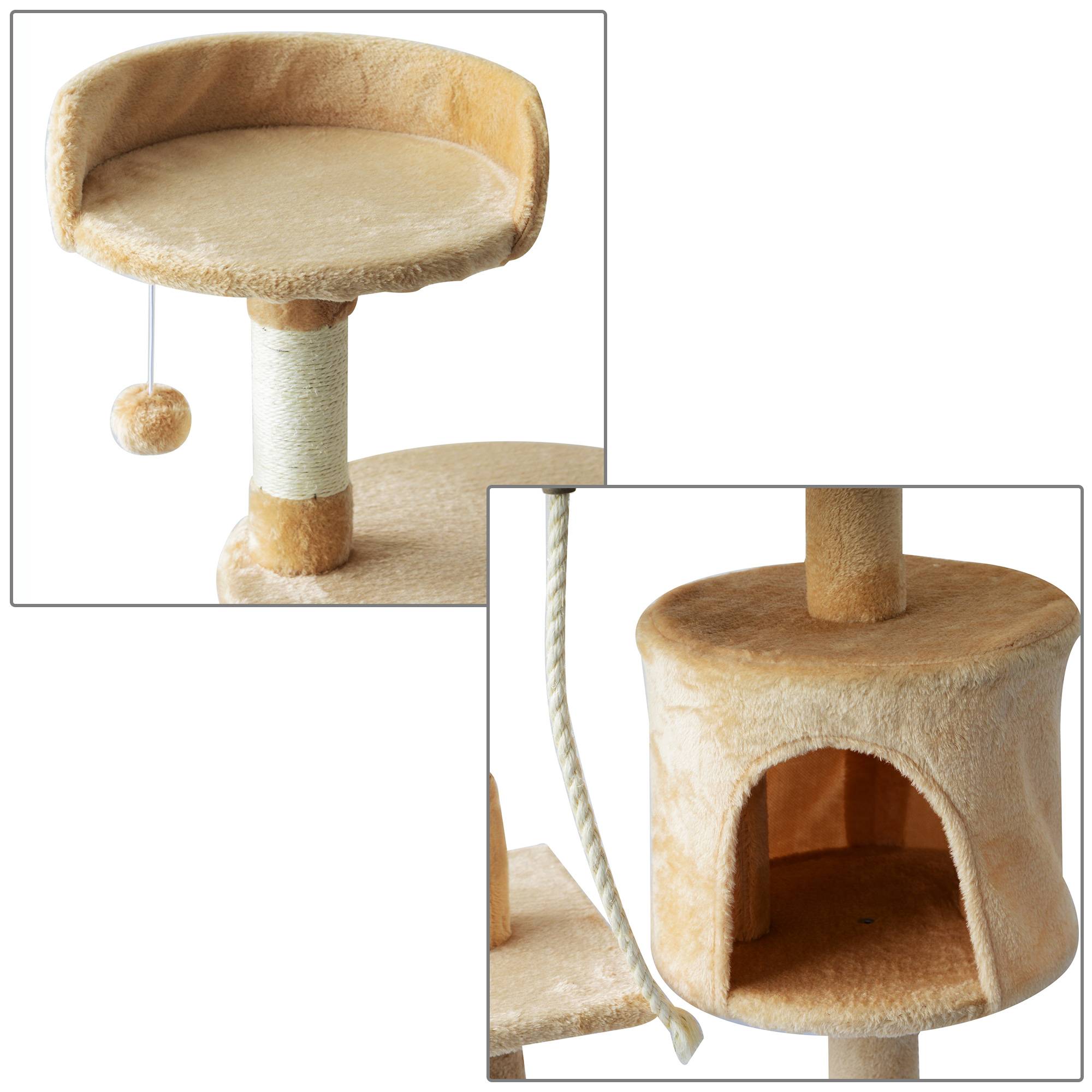 Pawhut - Arbre à chats multi-équipements griffoirs grattoirs plateformes niche corde jouets 40L x 40l x 114H cm beige - Imagen 6