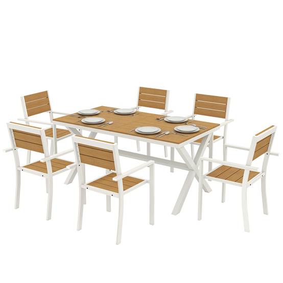 Salon de jardin aluminium et composite teck 160 x 86 x 72 cm - PANGIVO - Image 2