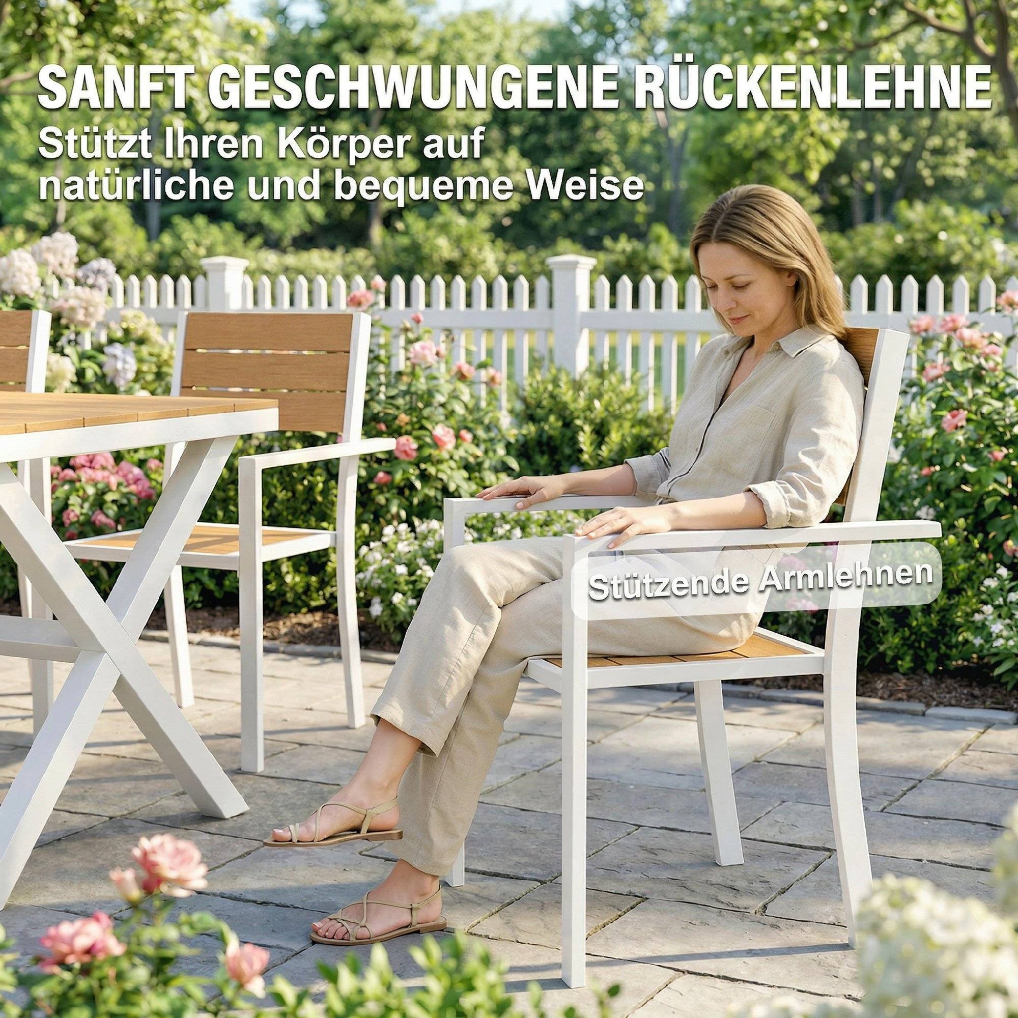 Salon de jardin aluminium et composite teck 160 x 86 x 72 cm - PANGIVO - Image 10